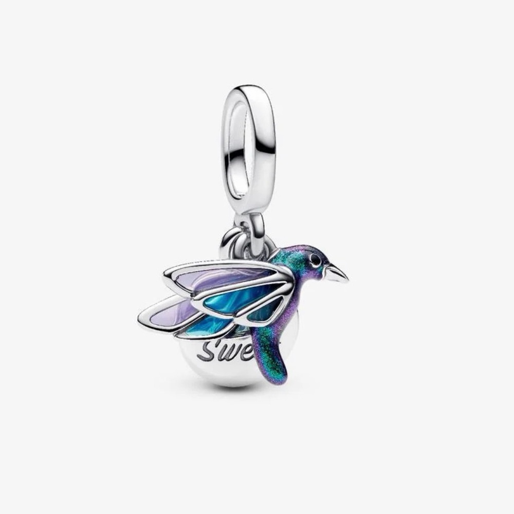 Authentic Pandora Hummingbird Double Dangle Charm